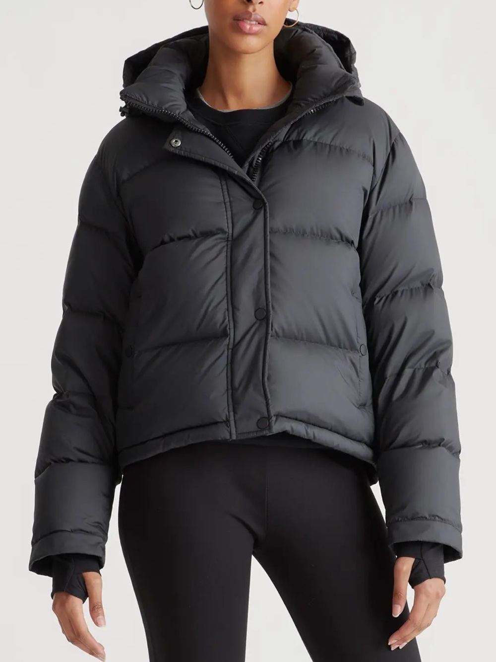 Quince Responsible Black Down Cropped Puffer Jacket - Size Small